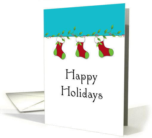 Happy Holidays Christmas Greeting Card-Christmas Stockings... (636451)