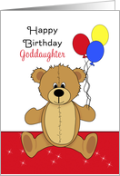 For Goddaughter Birthday Card with Bear Holding Balloons card