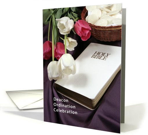 Deacon Ordination Invitation with Bible Tulips and Wafers card