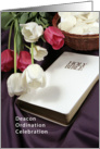 Deacon Ordination Invitation with Bible Tulips and Wafers card