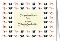 For Son on Your College Graduation Greeting Card - Scrolls and Hats card