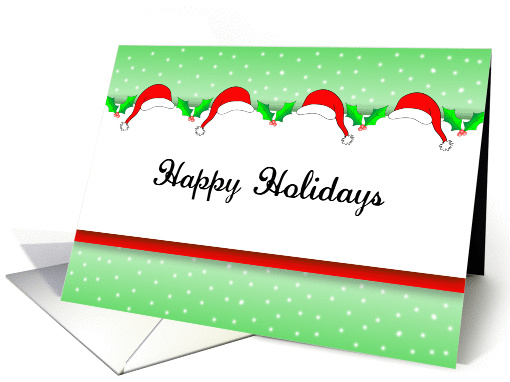 Business Christmas Greeting Card-Four Red Santa Hats-Happy... (644380)