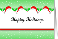Business Christmas Greeting Card-Four Red Santa Hats-Happy Holidays card