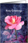 Rosy Greetings, Pink Rose, Blank Note Card