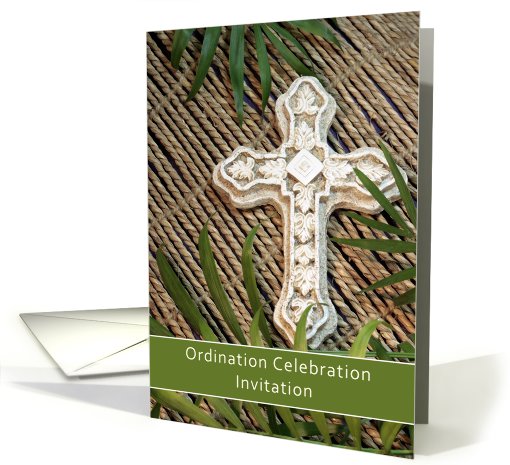 Ordination Invitation, Cross and Palms card (650076)