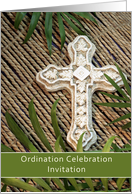 Ordination Invitation, Cross and Palms card