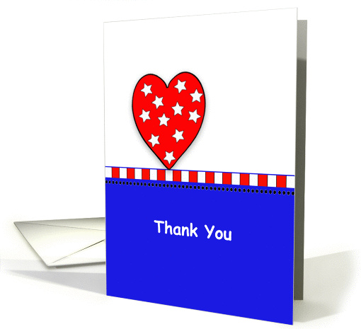 Thank You Greeting Card for Deployed Troops-Heart-Stars-Stripes card