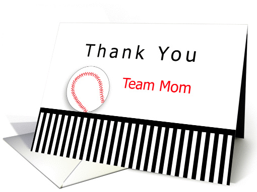 For Baseball Team Mom Thank You Greeting Card with... (655064)