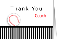 Baseball Coach Thank You, Baseball, Stripes card