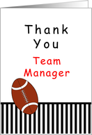 For Football Team Manager Thank You Greeting Card-Football, Stripes card