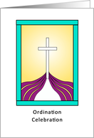 Ordination Party Invitation with Cross and Purple Cloth Design card