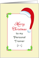 For Personal Trainer / Coach Christmas Card-Santa Hat-Christmas Tree card