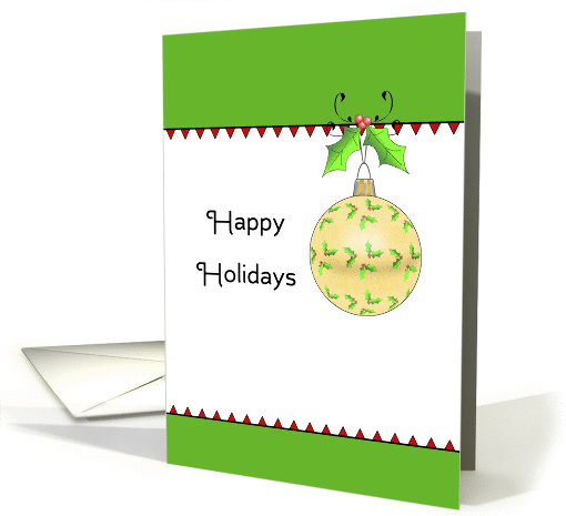 Happy Holidays Christmas Card, Ornament, Holly, Berry card (658494)