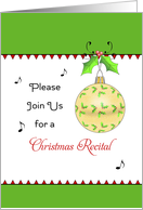 Christmas Recital Invitation, Ornament, Holly, Berry card