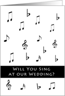 Will You Sing at Our Wedding Invitation Greeting Card-Musical Notes card