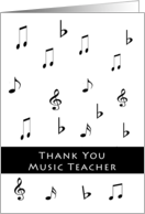 Thank You Music Teacher Greeting Card with Musical Notes card