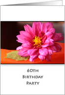 60th Birthday Party Invitation, Pink Dahlia card