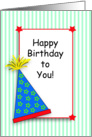 Happy Birthday to You, Party Hat, Stars card