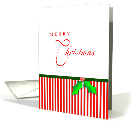 Business Merry Christmas, Holly, Berries, Stripes card (670393)