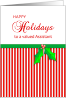 For Assistant-Business Christmas Greeting Card-Happy Holidays-Holly card