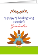 For Grandmother / Grandma Thanksgiving Card-Turkey & Leaf Design card