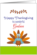 For Godson Thanksgiving Greeting Card with Turkey & Leaves card