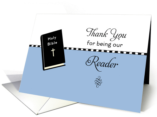 Thank You Card For Being Our Reader-Blue-Cross-Bible card (673341)