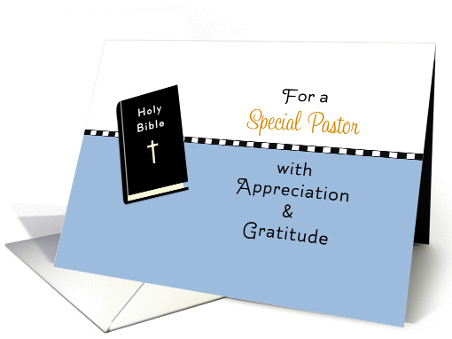 For Pastor Thank You Card with Bible, Cross, Appreciation card