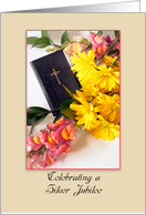 Silver Jubilee Invitation, Religious Life, Bible, Flowers card