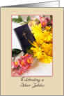 Silver Jubilee Invitation, Religious Life, Bible, Flowers card