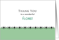 For Florist Wedding Thank You Greeting Card-Green Border-Scroll Design card