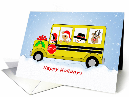 For Kids School Bus Christmas Greeting... (676324)
