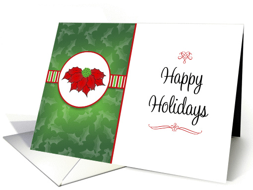 Christmas Card with Poinsettia Plant-Happy Holidays-Red &... (676487)