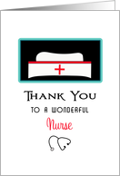 For Nurse Thank You Greeting Card-Nurses Cap and Stethoscope card