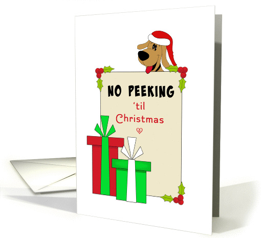 No Peeking Christmas Card-Money Card-Presents-Dog Wearing... (679974)