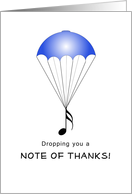Note of Thanks for Music DJ Greeting Card-Parachute and Musical Note card