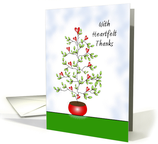 For Caregiver-Thank You Card with Hearts on Tree in Red Pot card