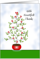 For Caregiver-Thank You Card with Hearts on Tree in Red Pot card