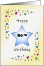 80th Birthday with Stars card
