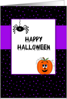 General Halloween Card - Black Spider and Orange Pumpkin card