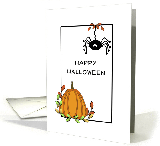 Halloween Greeting Card with Hanging Spider and Pumpkin card (688601)