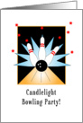 Candlelight Bowling Invitation, Illustration Pins and Ball card