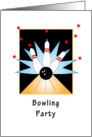 Bowling Party Invitation, Illustration Pins and Ball card