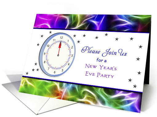 New Year's Eve Party Invitation - Clock-Swirls card (697265)