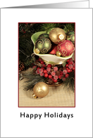 Happy Holidays, Christmas Greeting Card Bowl of Ornaments card