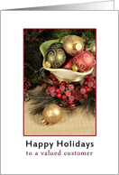 For Customers Christmas Greeting Card-Happy Holidays-Bowl of Ornaments card