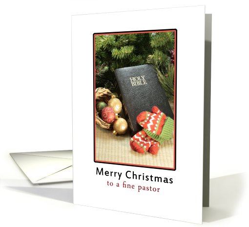 Pastor, Merry Christmas, Bible, Ornaments, Mittens, card (697743)