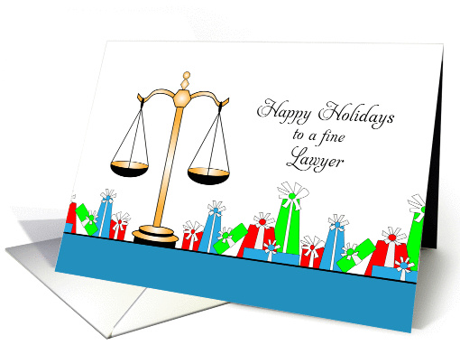 For Lawyer Christmas Card-Scales of Justice-Presents-Happy... (700456)