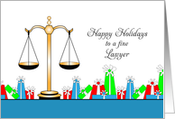 For Lawyer Christmas Card-Scales of Justice-Presents-Happy Holidays card