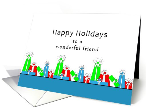 Friend Happy Holidays, Christmas Retro Presents card (700603)